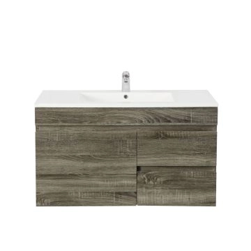 750MM Dark Grey MDF Bathroom Vanity Right Drawers Wall Hung Cabinet Only