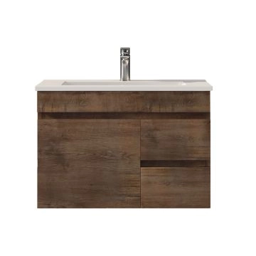 750MM Dark Oak MDF Bathroom Vanity Right Drawers Wall Hung Cabinet Only