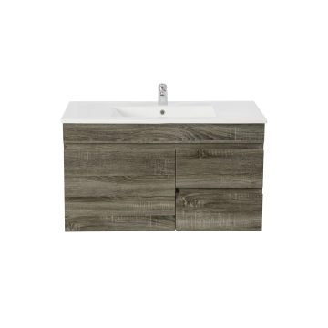 900MM Dark Grey MDF Bathroom Vanity Right Drawers Wall Hung Cabinet Only