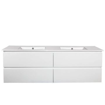 1500mm Wall Hung Bathroom Vanity Matte White Finish PVC Vacuum Filmed Cabinet Only