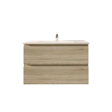 900mm Wall Hung Bathroom Vanity White Oak Wood Grain 2 PAC Coating MDF Board