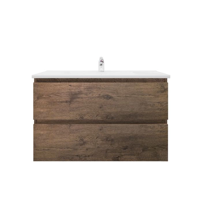 900mm Wall Hung Bathroom Vanity Dark Oak Wood Grain 2 PAC Coating MDF Board