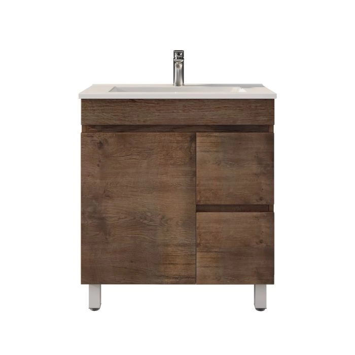 750MM Slim Dark Oak MDF Bathroom Vanity Right Drawers Free Standing Cabinet Only