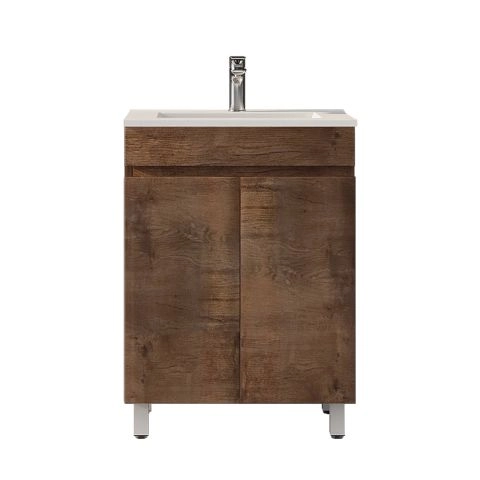 600MM Slim Dark Oak MDF Bathroom Vanity 2 Doors Free Standing Cabinet Only