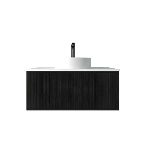 900mm Bottega Oak Wall Hung Bathroom Vanity Left Drawer Grooved MDF Cabinet Only