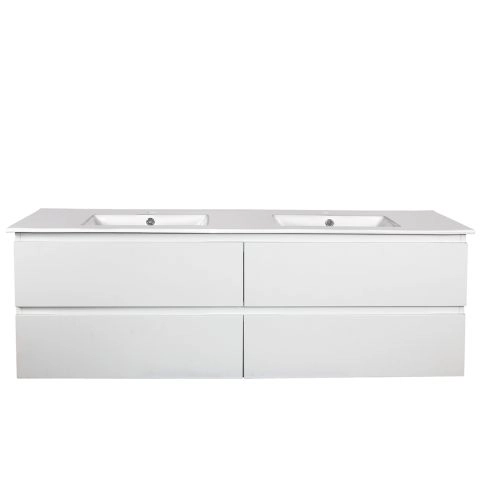 1500mm Wall Hung Bathroom Vanity Matte White Finish PVC Vacuum Filmed Cabinet Only